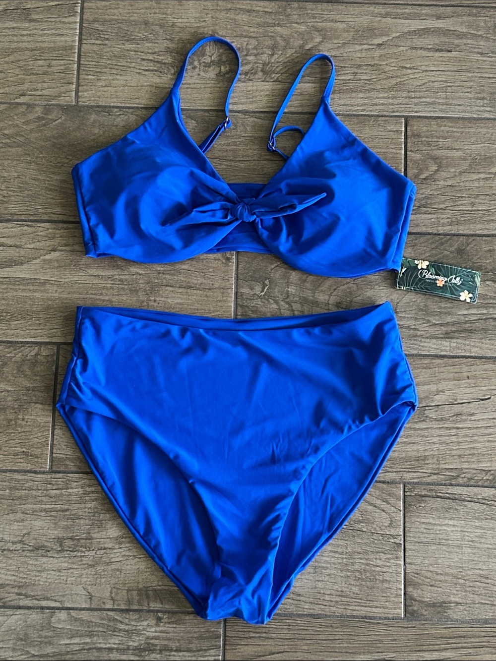NWT..Bright Blue Tie-Front Bikini Set Size XL